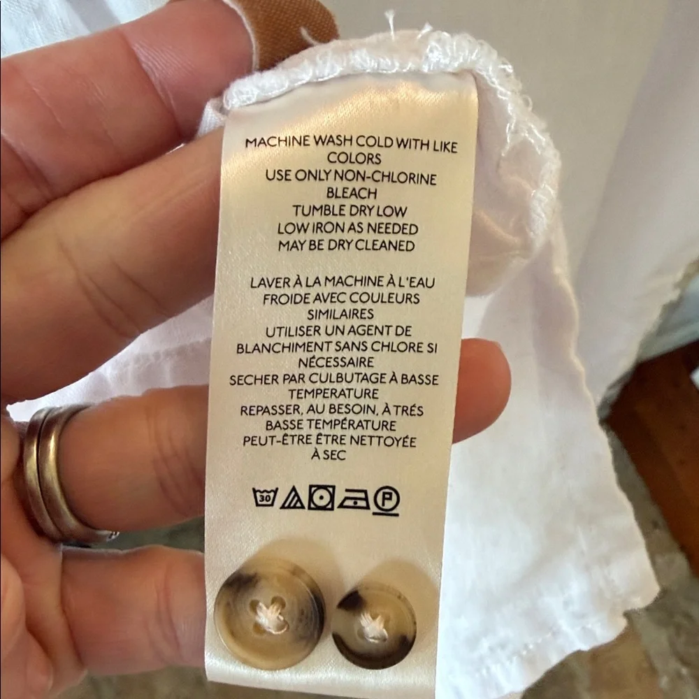 Pilcro 100% linen White Button-Up Linen Shirt size Large - Picture 6 of 6